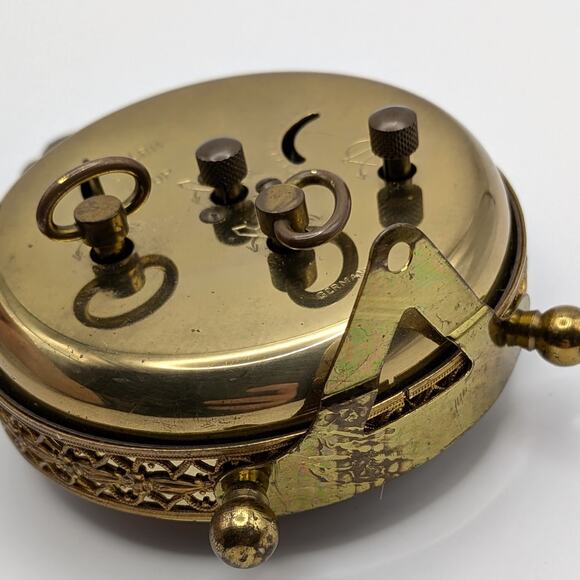 Vintage Gold Tone Happy Home Alarm Clock Filigree West Germany Luminous - *As Is - Picture 7 of 8
